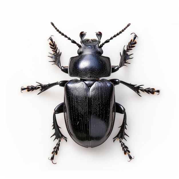 Фото Фото жука на захватывающем макроизображении с величественным жуком напротив хрупкого белого ба