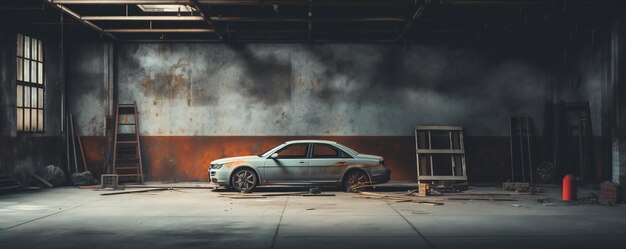 写真 空のコピースペースの車体修理店の写真