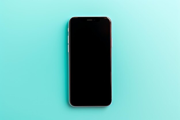 Фото Фото современного смартфона с твердым бирюзовым фоном генеративный ии