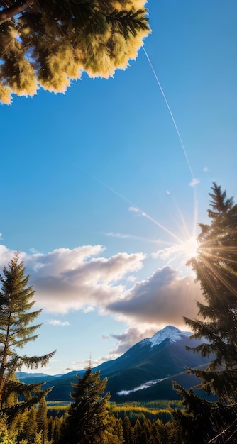 写真 雲と青い空の山の写真 森の写真