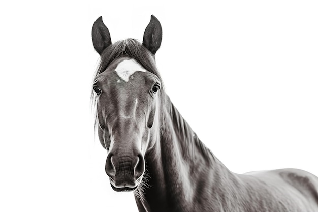 사진 흰색 배경에 고립 된 말의 사진