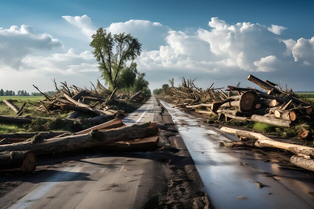 Фото Фотография обрушившегося дерева на дороге