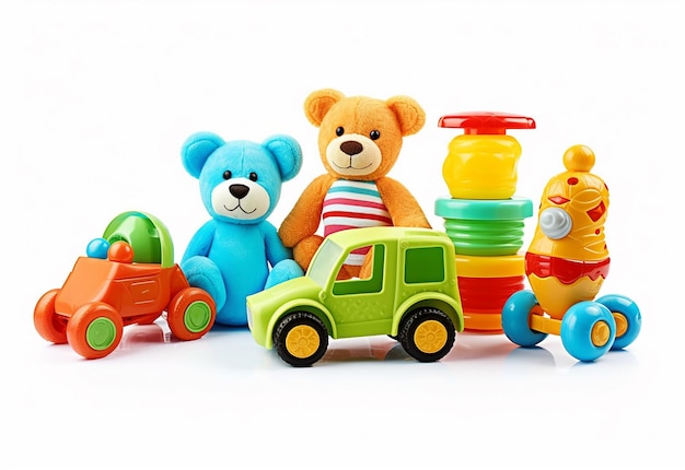 Фото Фото красочных игрушек для детей на белом фоне