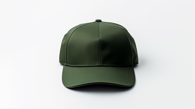 사진 색 배경에 고립 된 어두운 녹색 군 모자 사진