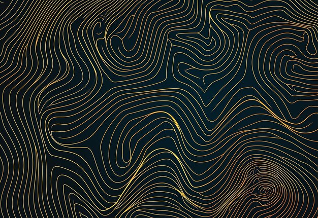 Фото Фото геометрической темной топографической карты черный роскошный фон с золотыми элементами