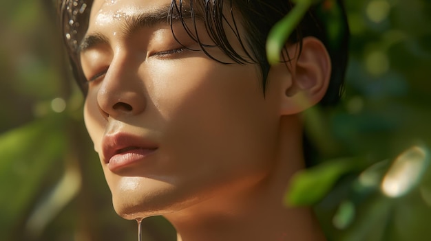 사진 예쁜 한국인 남자의 사진 스킨케어 스파 콘셉트