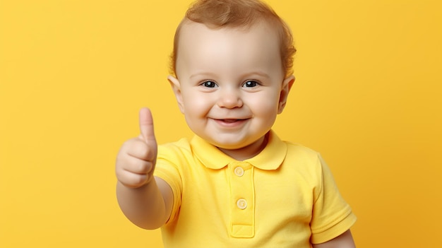 Фото Фотография счастливого милого ребенка с поднятым большим пальцем вверх