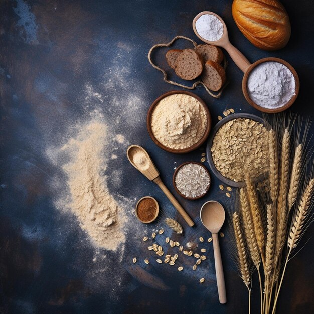 写真 孤立した背景の小麦粉と小麦棒の写真