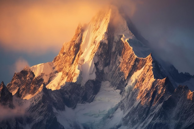 Фото сурового альпиниста Альпийский пик ИИ генеративный