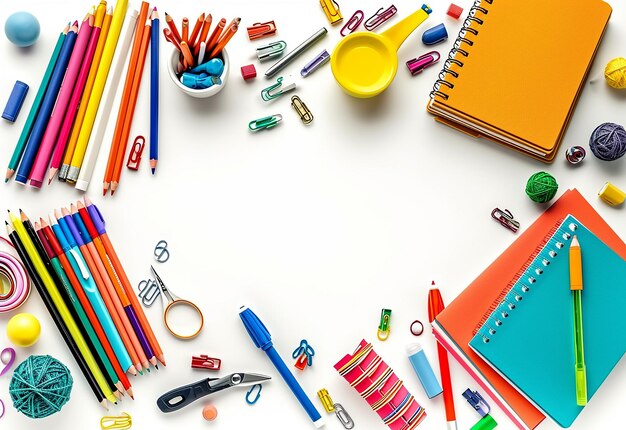 Photo of office stationery school supplies school stationery school educational background