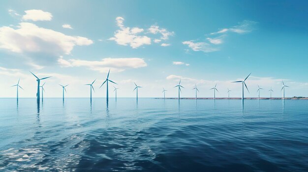 Photo a photo of an offshore wind farm in a calm sea