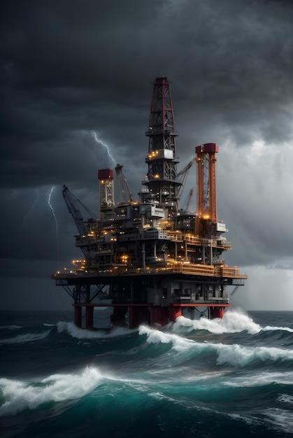 фото нефтяная вышка на бурном море