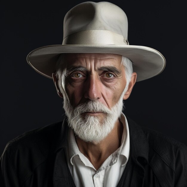 photo old man in hat in the dark generated by AI