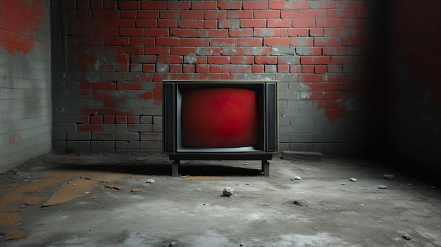 Photo of old vintage TV in colorful background in the style of retro inspiration