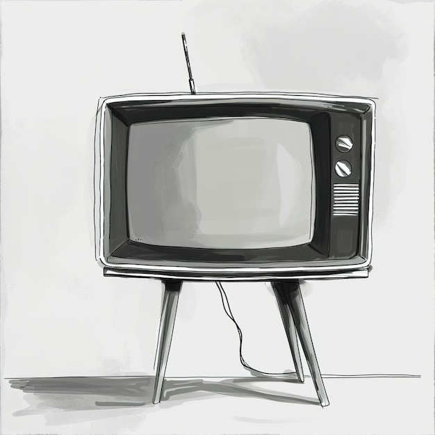 Photo of old vintage TV in colorful background in the syle of retro inspiration