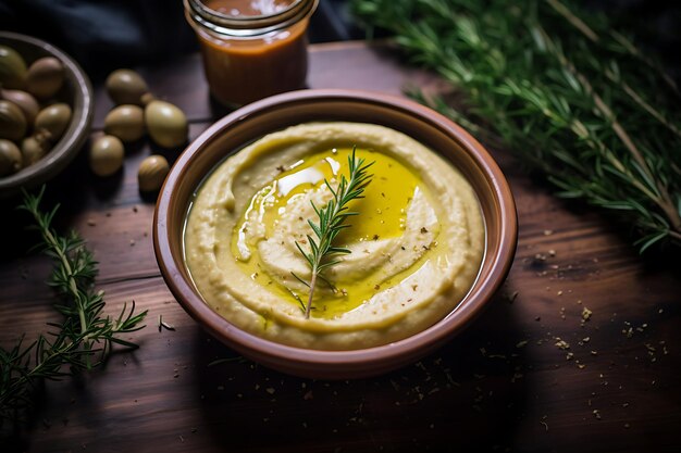 Photo of Olive oil drizzle on hummus