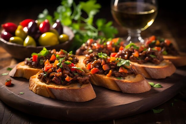 Photo of Olive tapenade on crostini