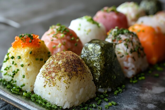 photo of Onigiri rice balls with various fillings