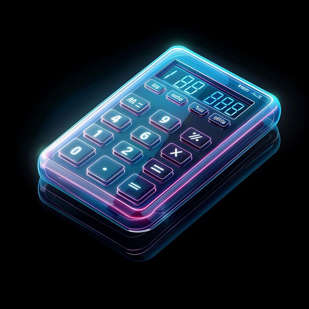 Photo Opaque Glassy Gleaming Calculator Icon With Isometric Design Outline Y2K Web Asset Resource