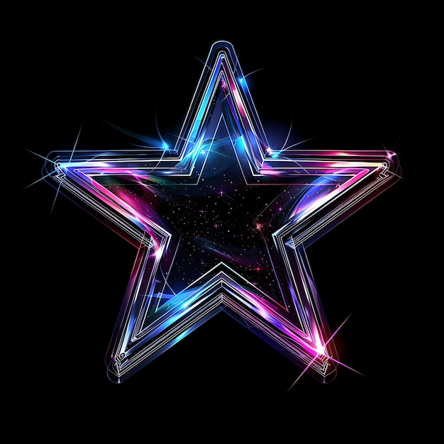 Фото Непрозрачная стеклянная мерцающая звездная икона с глифовым дизайном икона Wit Outline Y2K Web Asset Resource