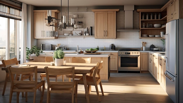 A photo of an openconcept kitchen and dining area