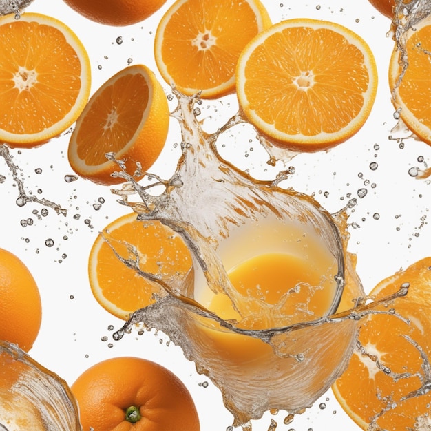 Photo of orange fruit splash background
