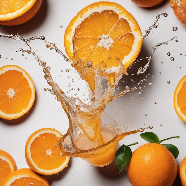 Photo of orange fruit splash background