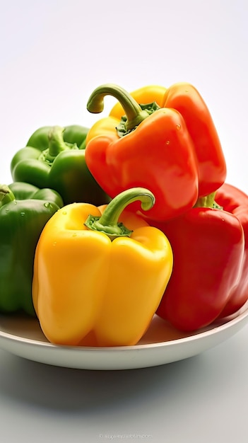 Photo organic fresh colorful bell peppers white background jpg