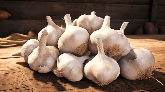 A photo of organic garlic bulbs