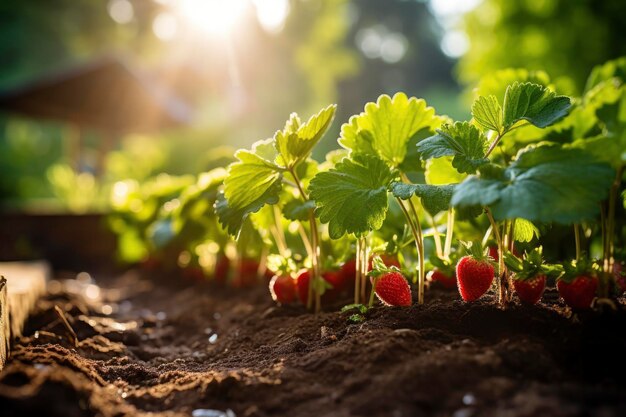 photo of organic strawberry plants