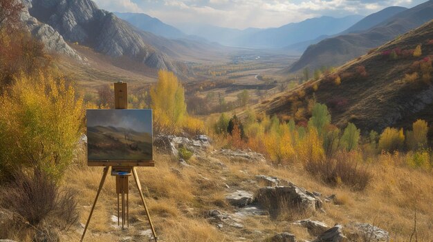 A Photo of Painting landscapes with an easel