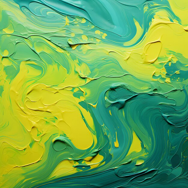 Photo a painting of a yellow and green background with a green and blue and yellow background