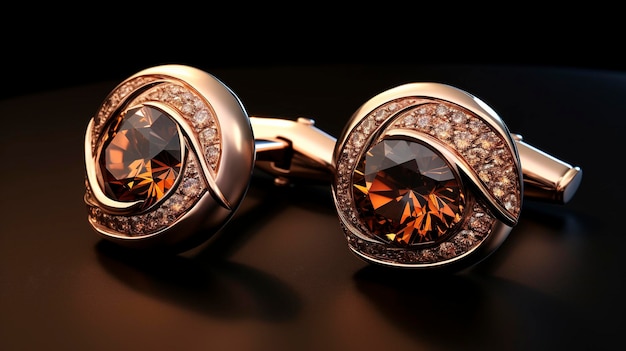 A photo of a pair of modern and stylish cufflinks