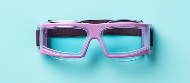 Photo photo of a pair of stylish pink glasses on a vibrant blue background with copy space