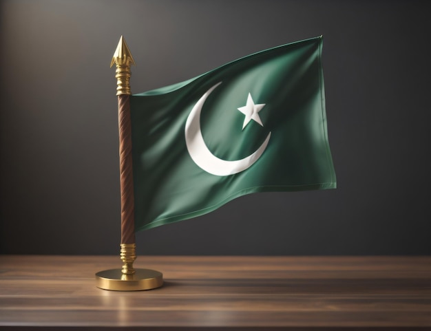 Photo a Pakistan flag on a table generative ai