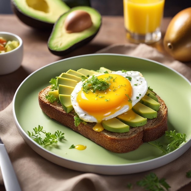 Photo photo pan of cooked egg omelette with delicious avocado in natural background concept healthy