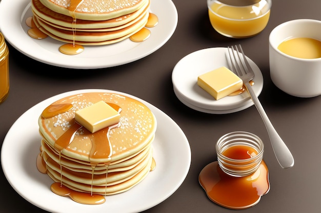 Photo pancakes with butter and honey