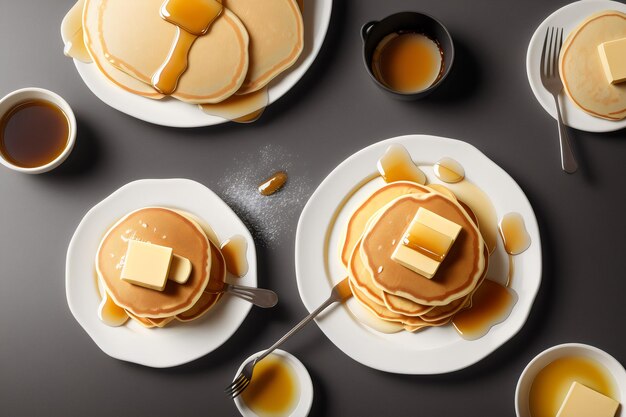 Photo photo pancakes with butter and honey