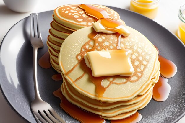 Photo pancakes with butter and honey