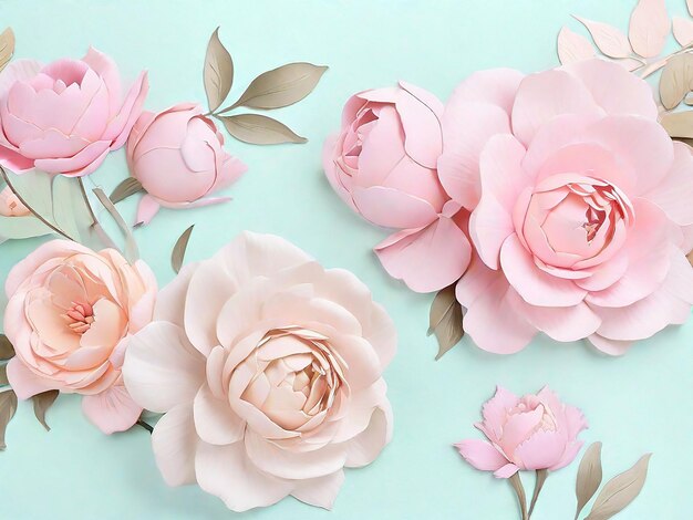 Photo paper elegant pastel colored flowers