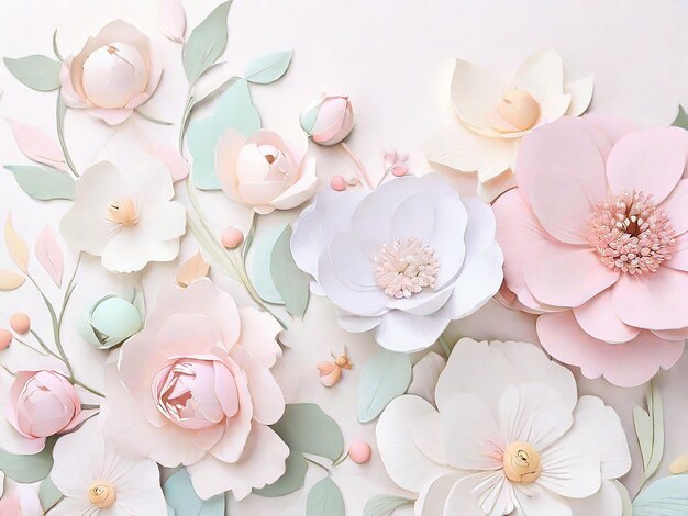 Photo paper elegant pastel colored flowers