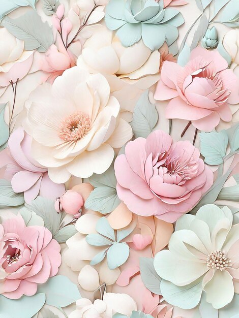 Photo paper elegant pastel colored flowers