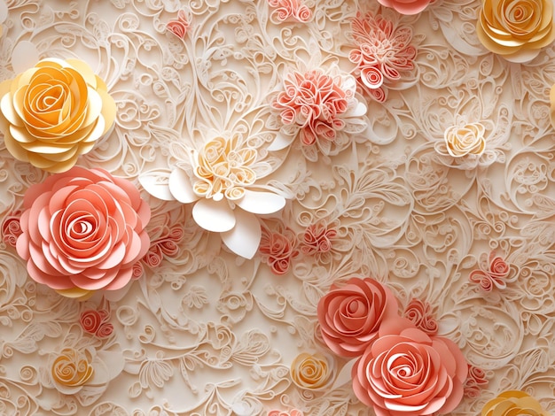 Photo paper elegant pastel colored flowers