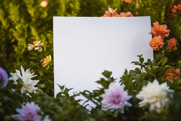 Photo photo paper sheet on flowers