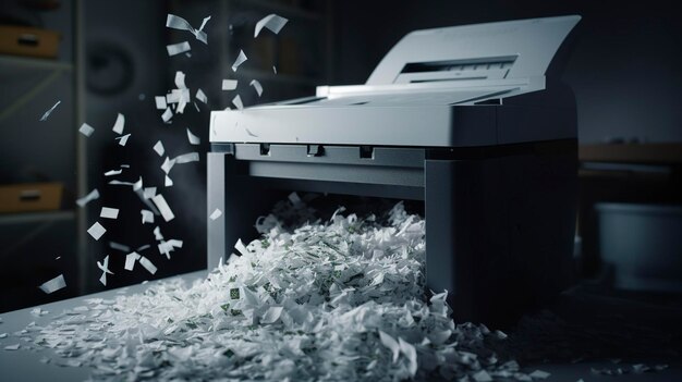 A photo of a paper shredder in operation