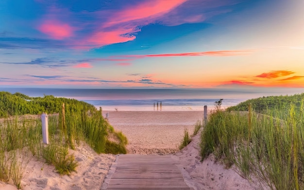 Photo of paradise beach during the day with sunset