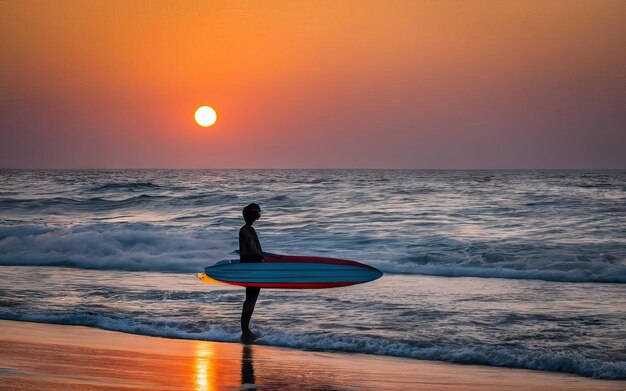 日中のパラダイスビーチと夕日の写真