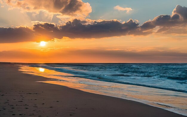 日中のパラダイスビーチと夕日の写真