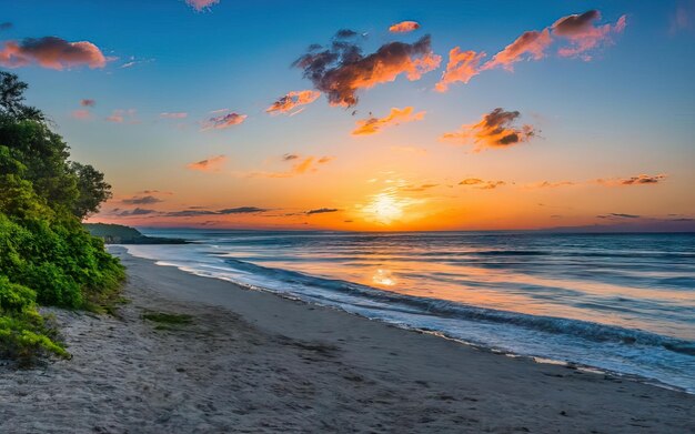 Photo of paradise beach during the day with sunset