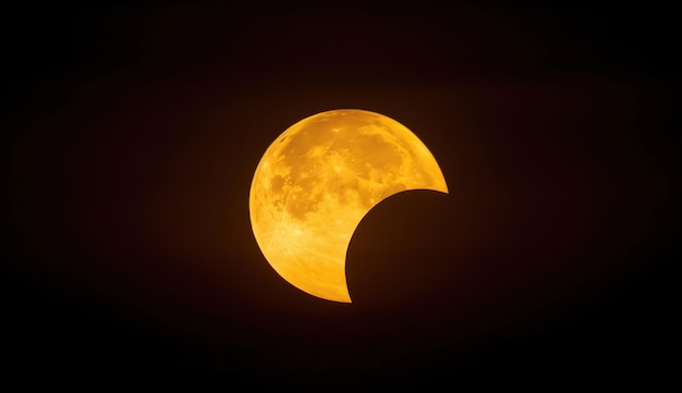 photo of partial lunar eclipse on dark sky